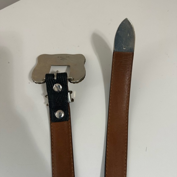 Al Beres Black Leather Belt with Silver Buckle Women’s Size 26 - Picture 6 of 14